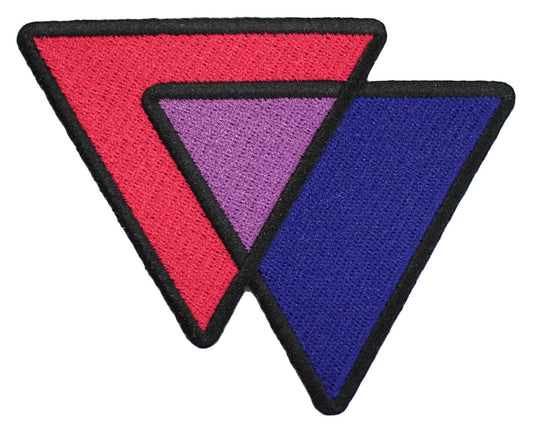 Bisexual Triangles Biangles Pink Lavender Blue - 4 inch Iron-on Embroidered Patch