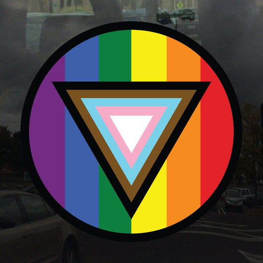 Safe Space Progress Pride Flag LGBTQ POC Transgender Flag - Vibrant Color Static Cling Window Cling - Use Indoor and Outdoor!