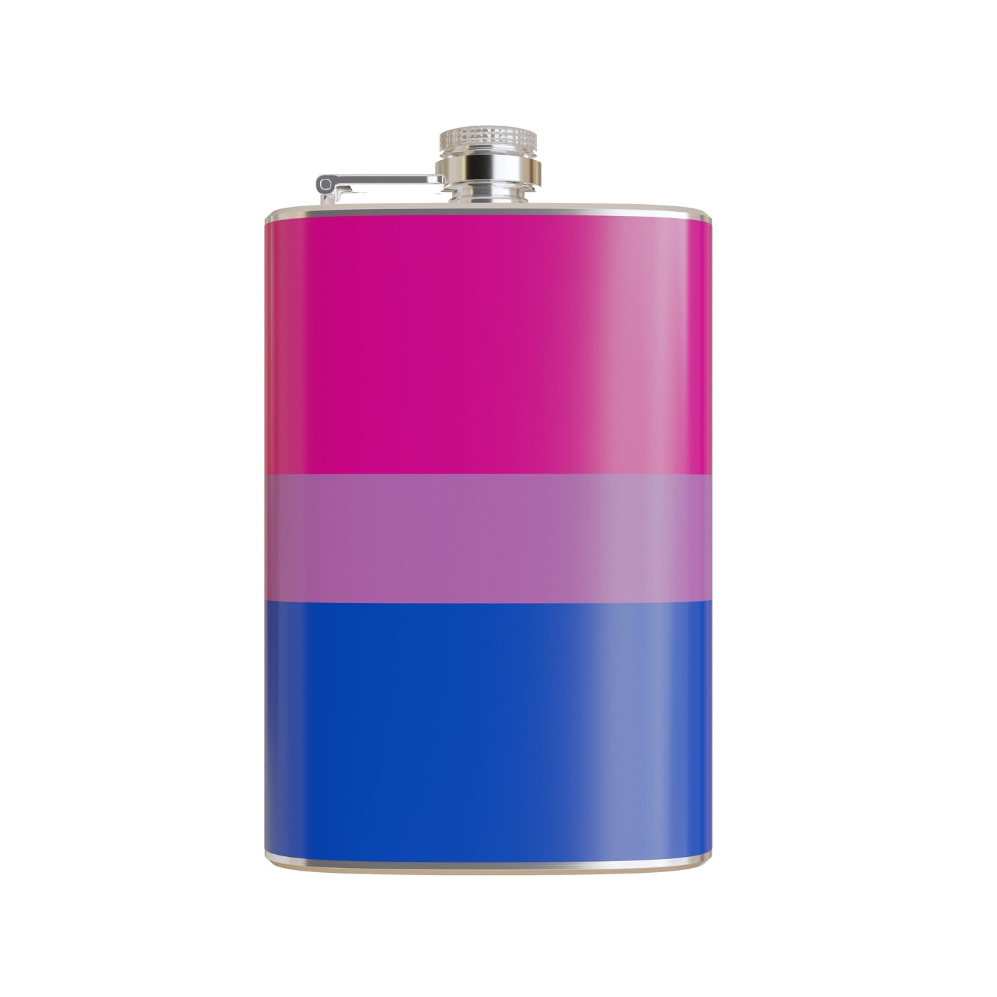 Bisexual Pride Flag Printed Vinyl Wrapped 8 Ounce Stainless Steel Flask