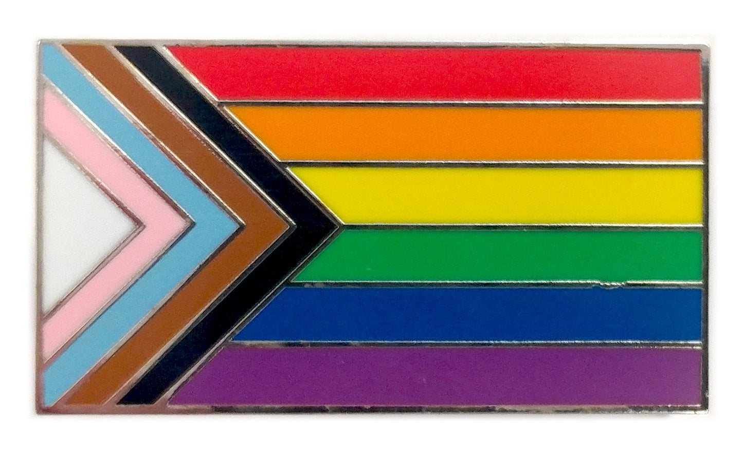 Progress Pride Flag Pin – LGBTQ+ POC & Transgender Pride Enamel Lapel Pin for Jackets, Bags and Hats