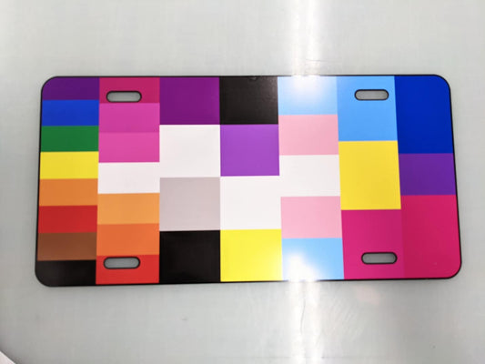 Plaid Pride Flag Bisexual Pansexual Transgender Non Binary Asexual Lesbian Rainbow - Vibrant Color Aluminum License Plate