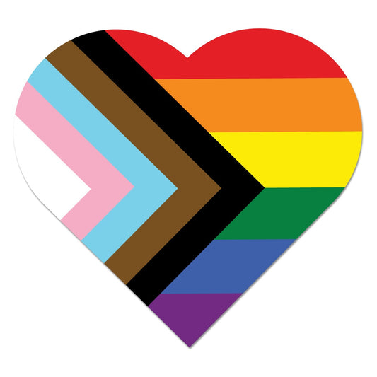 Heart Progress Pride Flag LGBTQ POC Transgender Flag - vibrant color vinyl decal