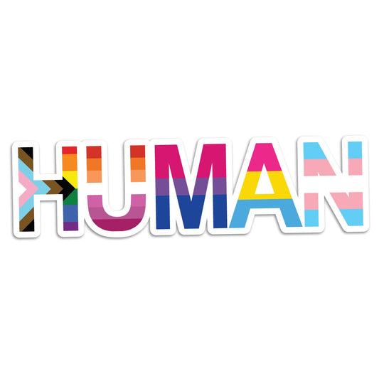 Human Progress LGBTQ+ Flags Rainbow Lesbian Bisexual Pansexual Transgender Asexual - Vibrant Vinyl Decal Sticker