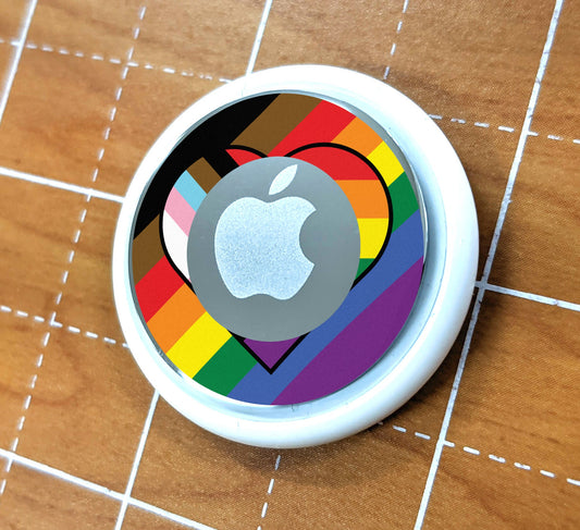 Skin for Airtag Heart Progress Pride Flag LGBTQ POC Transgender Flag - Vibrant color vinyl decal