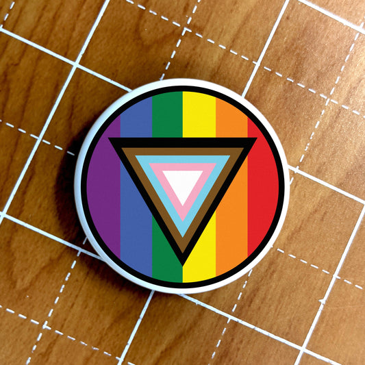 Skin for Airtag Safe Space Progress Pride Flag LGBTQ POC Transgender Flag - Vibrant color vinyl decal