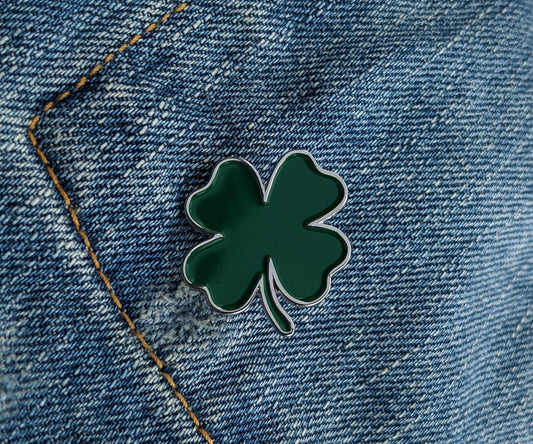 Ireland Heritage Four Leaf Clover Enamel Pin – Luck of the Irish Lapel or Fabric Pin