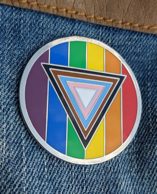 Safe Space Progress Pride Flag Enamel Pin – LGBTQ POC Transgender Flag Lapel or Fabric Pin
