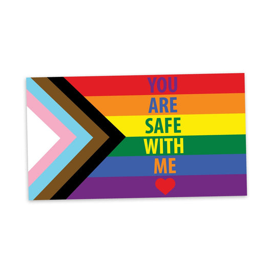 You Are Safe With Me Progress Pride Flag LGBTQ POC Transgender Flag - Vibrant Color Vinyl Decal Sticker