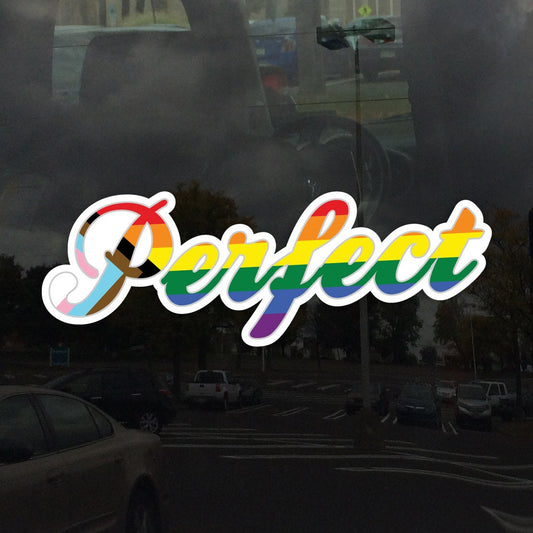 Perfect Calligraphy Progress Pride Flag LGBTQ POC Transgender Flag - Vibrant Color Vinyl Decal Sticker