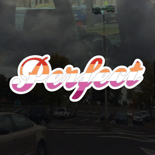 Perfect Calligraphy 5 Stripe Lesbian Pride Flag - Vibrant Color Vinyl Decal Sticker