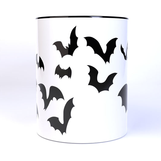 Bat Swarm - 11 Ounce Ceramic Coffee Mug Teacup Black Handle