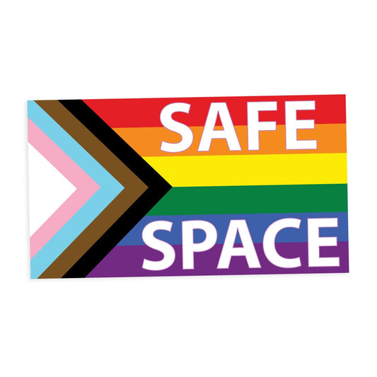 Bold Safe Space Progress Pride Flag LGBTQ POC Transgender Flag - Vibrant Color Vinyl Decal