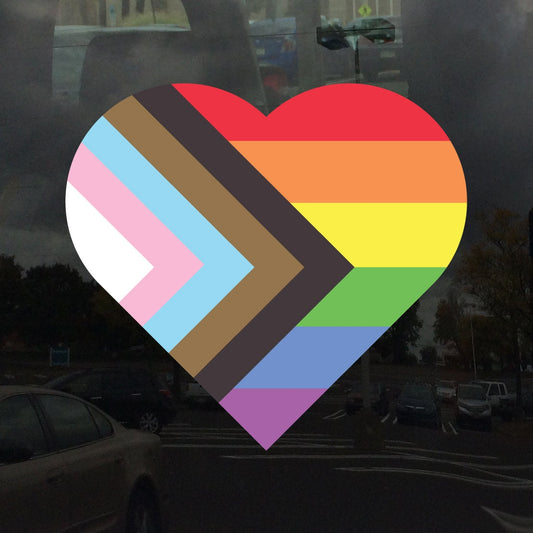 Pastel Heart Progress Pride Flag LGBTQ POC Transgender Flag - Vibrant Color Vinyl Decal Sticker