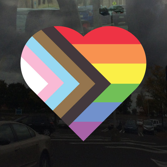 Pastel Heart Progress Pride Flag LGBTQ POC Transgender Flag - Vibrant Color Vinyl Decal Sticker
