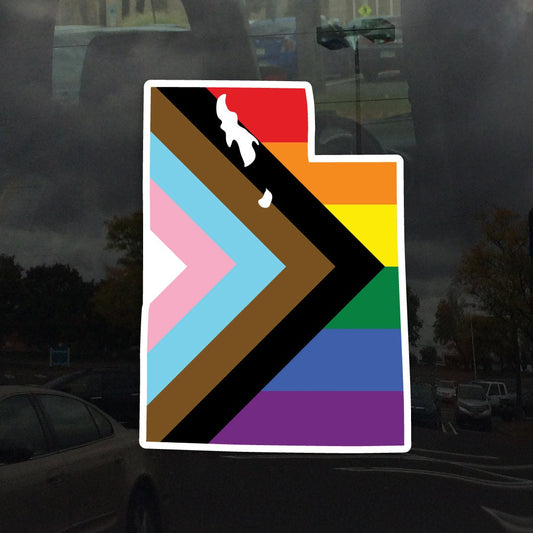 Utah State Shape Progress Pride Flag LGBTQ POC Transgender Flag - Vibrant Color Vinyl Decal Sticker