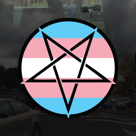 Inverted Pentagram Transgender Pride Flag LGBTQ Flag - Vibrant Color Vinyl Decal Sticker
