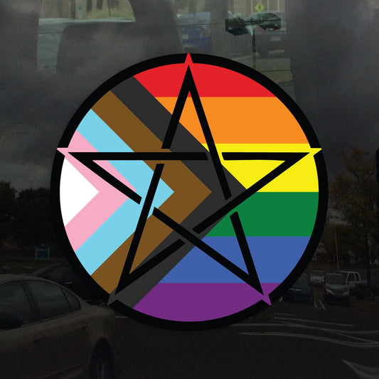 Upright Pentagram Progress Pride Flag POC Trans LGBTQ Flag - Vibrant Color Vinyl Decal Sticker