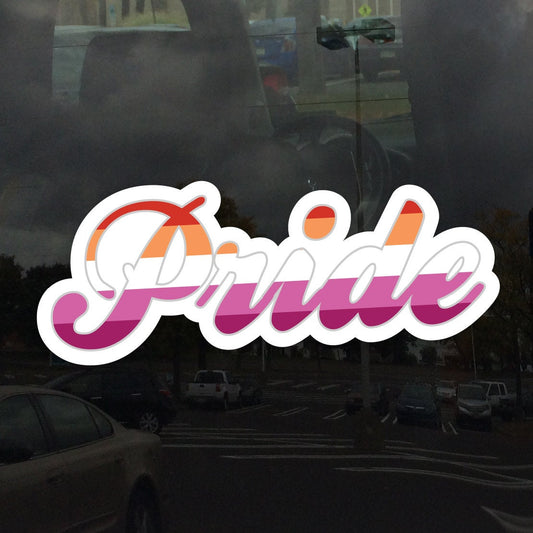 Pride Calligraphy 5 Stripe Lesbian Pride Flag - Vibrant Color Vinyl Decal Sticker