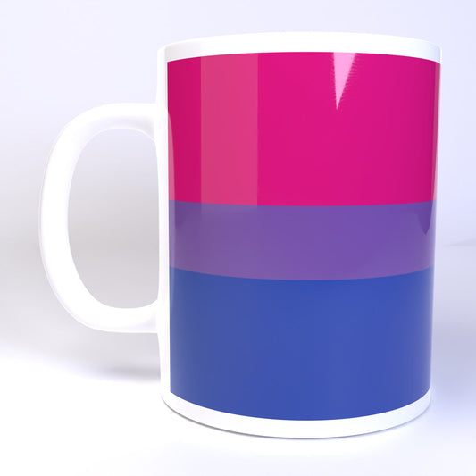 Bisexual Pride Flag Wraparound Design - 11 Ounce Ceramic Coffee Mug Teacup Black or White Handle
