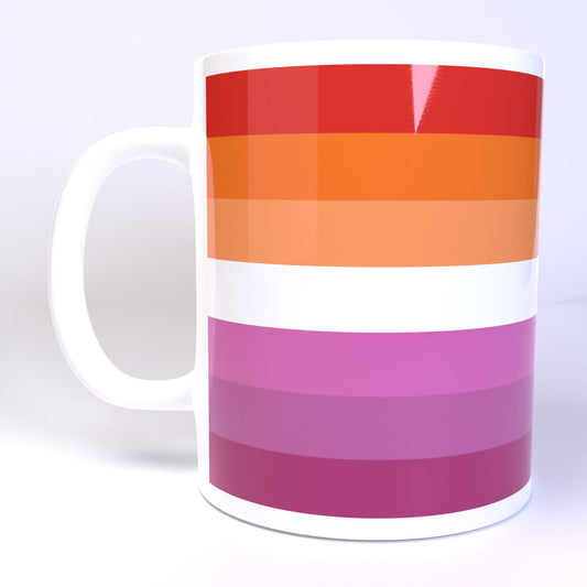 Lesbian Pride Flag - 11 Ounce Ceramic Coffee Mug Teacup Black or White Handle
