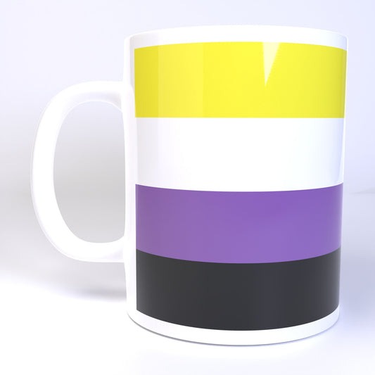 Non Binary Pride Flag - 11 Ounce Ceramic Coffee Mug Teacup Black or White Handle