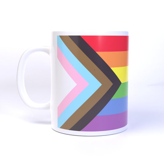 Pastel Color Progress Pride Flag POC Trans LGBTQ+ Pride Flag - 11 Ounce Ceramic Coffee Mug Teacup Black or White Handle