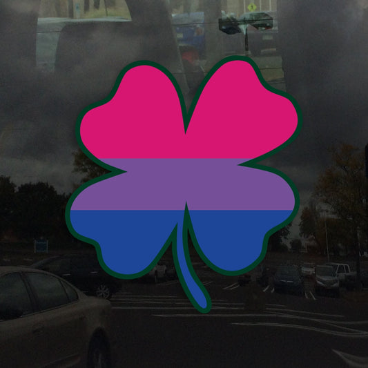 Four Leaf Clover Bisexual Pride Flag LGBTQ - Vibrant Color Vinyl Decal Sticker