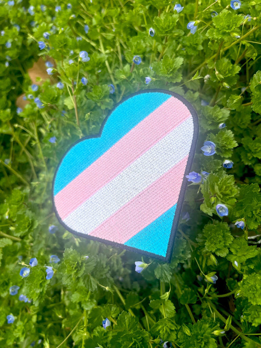 Heart Transgender Pride Flag LGBTQ Transgender Flag - 4 inch Iron-on Patch