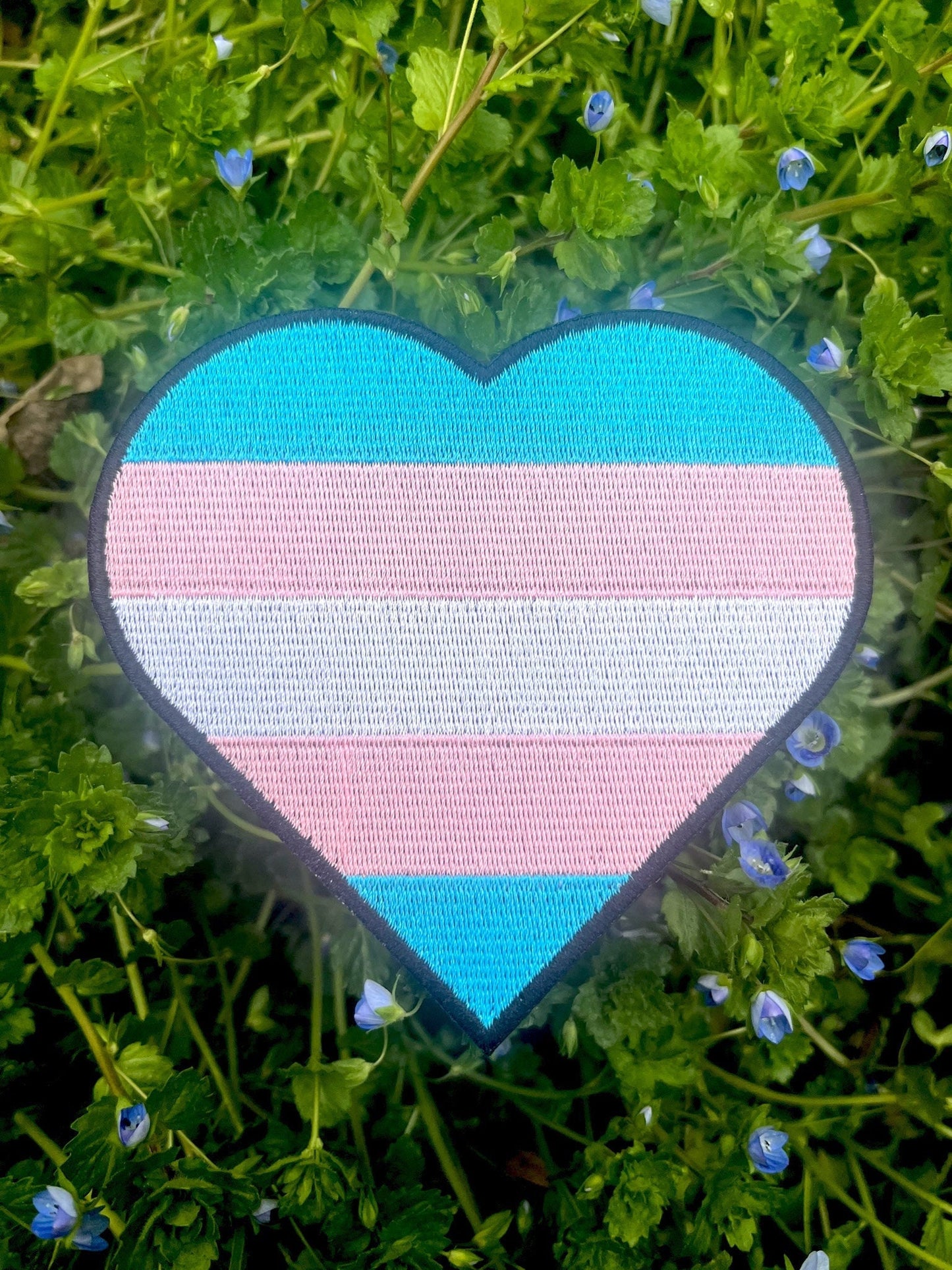 Heart Transgender Pride Flag LGBTQ Transgender Flag - 4 inch Iron-on Patch