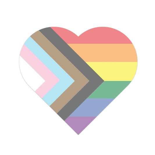 Heart Progress Pride Flag LGBTQ POC Transgender Flag - Semi-Transparent Window Cling (for Inside Windows)