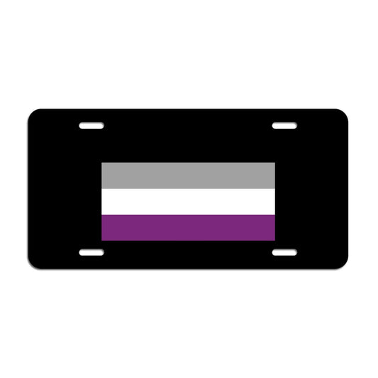 Asexual Pride Flag LGBTQ+ - Vibrant Color Aluminum License Plate (Black Plate)