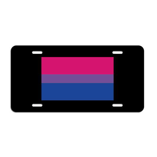 Bisexual Pride Flag LGBTQ+ - Vibrant Color Aluminum License Plate (Black Plate)