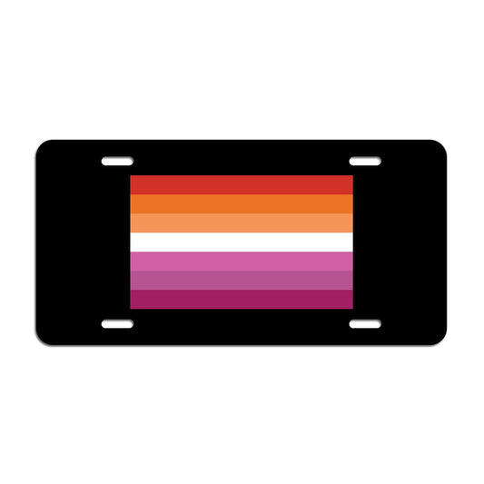 Lesbian Pride Flag LGBTQ+ - Vibrant Color Aluminum License Plate (Black Plate)