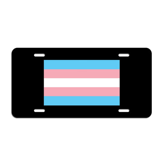 Transgender Pride Flag LGBTQ+ - Vibrant Color Aluminum License Plate (Black Plate)