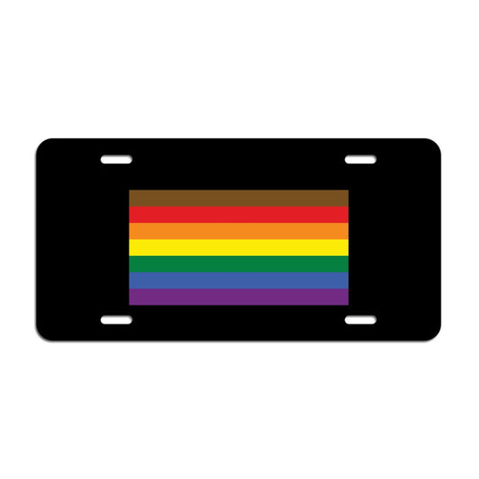 Inclusive Pride Flag LGBTQ+ - Vibrant Color Aluminum License Plate (Black Plate)