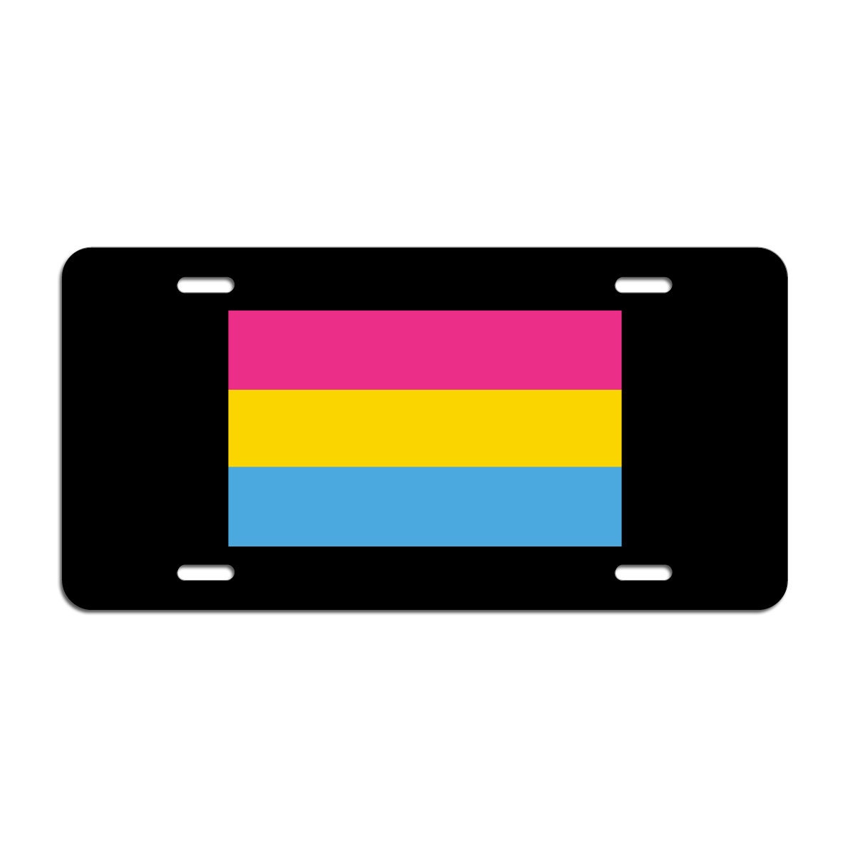 Pansexual Pride Flag LGBTQ+ - Vibrant Color Aluminum License Plate (Black Plate)