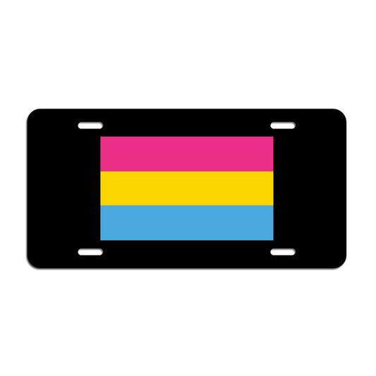 Pansexual Pride Flag LGBTQ+ - Vibrant Color Aluminum License Plate (Black Plate)