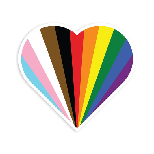 Sunburst Heart Progress Pride Flag LGBTQ POC Transgender Flag - Vibrant Color Vinyl Decal Sticker