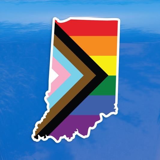Indiana State Shape Progress Pride Flag LGBTQ POC Transgender Flag - Vibrant Color Vinyl Decal Sticker