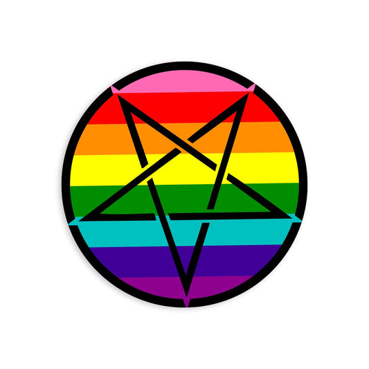 Inverted Pentagram Classic Rainbow Pride Flag LGBTQ Flag - Vibrant Static Cling Window Cling Indoor and Outdoor!