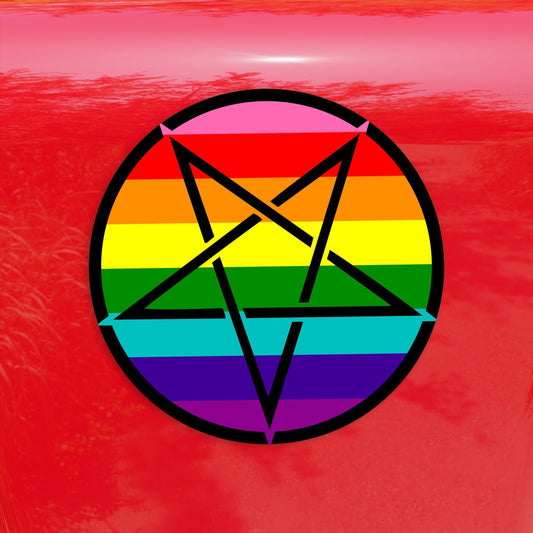 Inverted Pentagram Classic Rainbow Pride Flag LGBTQ Flag - Vibrant Color Vinyl Decal Sticker
