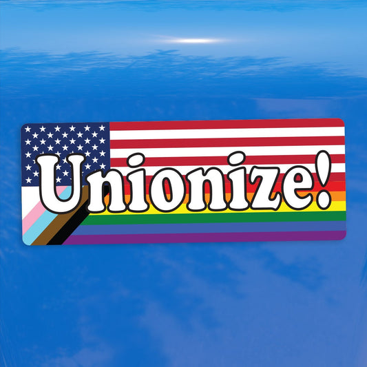 Unionize! Union Workers Rights American Progress Pride Flag LGBTQ POC Transgender Flag - Vibrant Color Vinyl Decal Sticker
