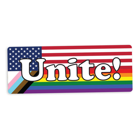 Unite! Union Workers Rights American Progress Pride Flag - Vibrant Color Static Cling Window Cling - Use Indoor and Outdoor!