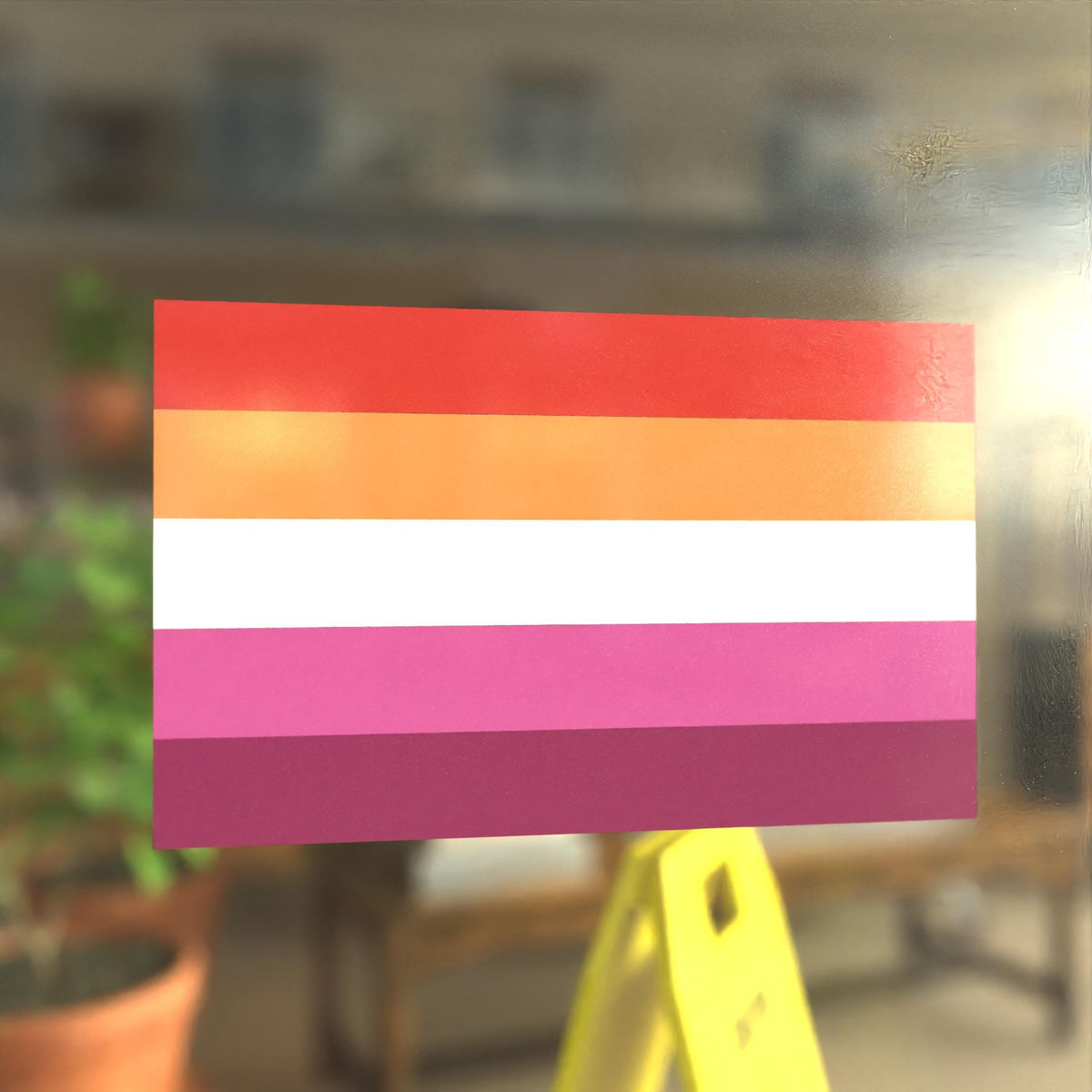 Lesbian Flag Pride Flag 5 Bars Color - Vibrant Color Static Cling Window Cling - Use Indoor and Outdoor!