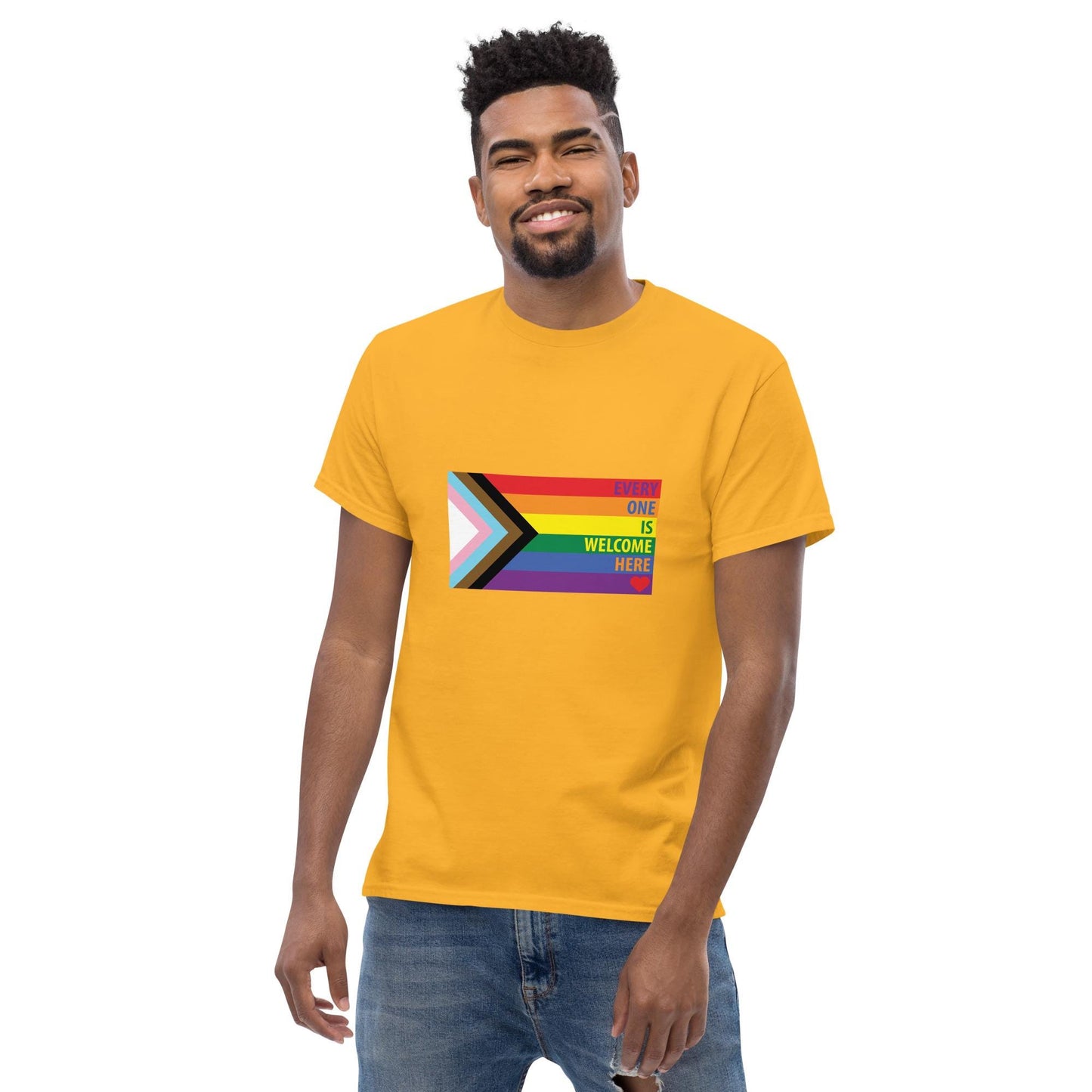 Rainbow Every One Is Welcome Here Progress Pride Flag LGBTQ POC Transgender Flag - Unisex classic tee