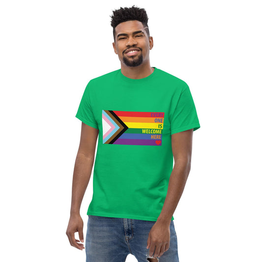 Rainbow Every One Is Welcome Here Progress Pride Flag LGBTQ POC Transgender Flag - Unisex classic tee
