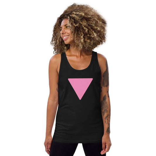 Pink Triangle - Gay and Lesbian LGBTQ Support Pride Symbol - Unisex Tank Top