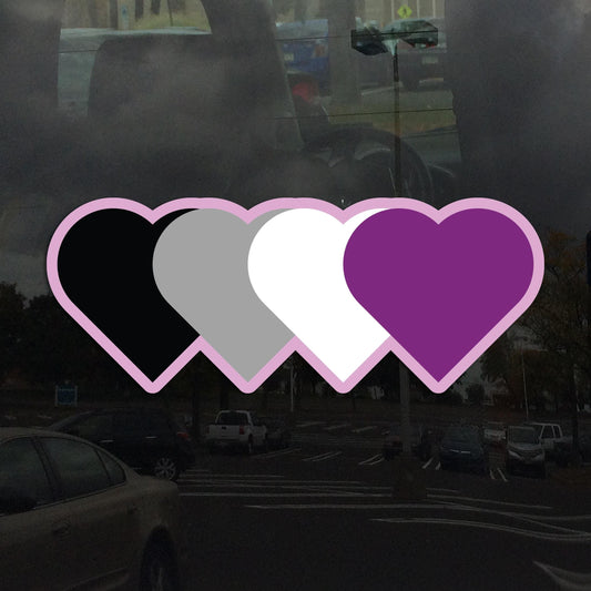 Asexual Flag Hearts Vinyl Decal Sticker – Subtle Pride Gift for Cars, Laptops, Windows – Durable, Weatherproof, Easy to Apply