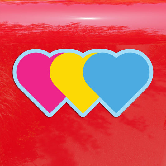 Pansexual Flag Hearts Vinyl Decal Sticker – Subtle Pride Gift for Cars, Laptops, Windows – Durable, Weatherproof, Easy to Apply