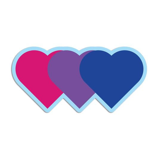 Bisexual Flag Pride Hearts Vinyl Decal Sticker – Subtle Pride Gift for Cars, Laptops, Windows – Durable, Weatherproof, Easy to Apply